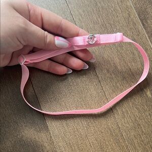 Ivivva Pink Elastic Hair Headband with Silver Logo Charm